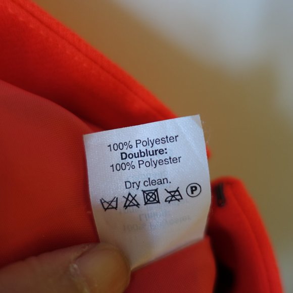 J. Crew Factory #C8413 polyester crepe neon orange pencil skirt 2 P 2P Petite - Picture 9 of 12